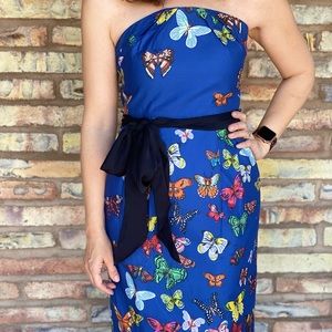 Anthropologie Butterfly Strapless Dress size 2
